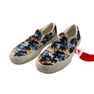 Vans Classic‎ Slip On Hawaiian Tropical Hula Palm Tree Sneakers Womens 7.5 NWT